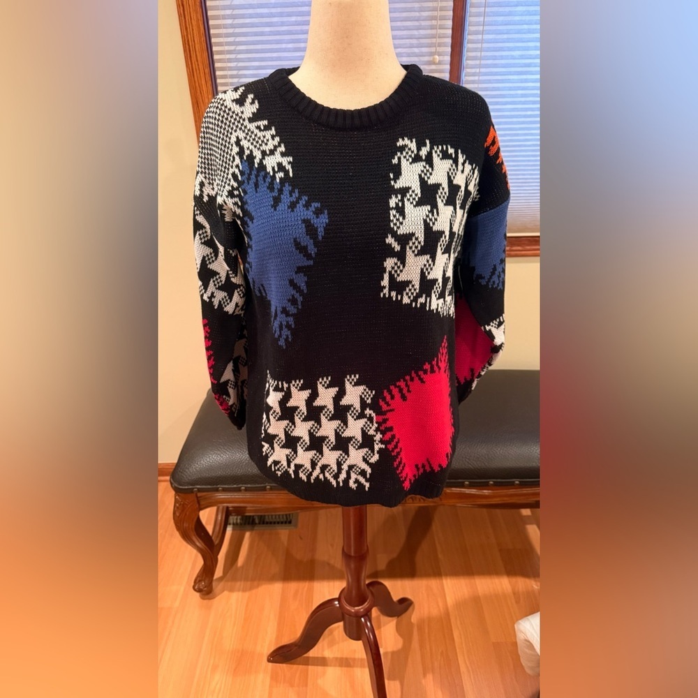 Vintage 80s 90s In The Park Abstract Graphic Sweater Acrylic Knit Made In Korea